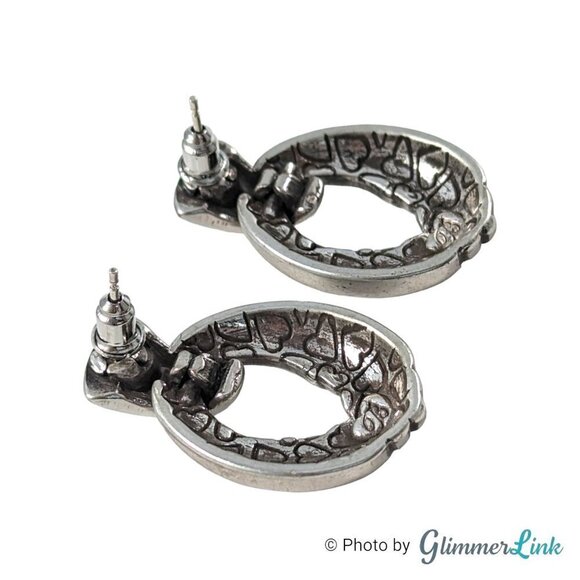 Brighton Allegro Collection Ornate Doorknocker Silver Tone Earrings - Picture 3 of 4